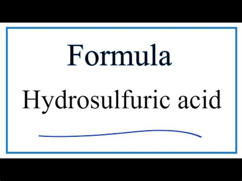 Hydrosulfuric Acid How To Discuss Hydrosulfuric Acid How To Discuss