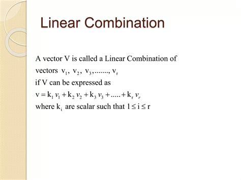 Linear Combination Span And Linearly Independent Dependent Set Ppt Linear Combination Span And Linearly Independent Dependent Set Ppt