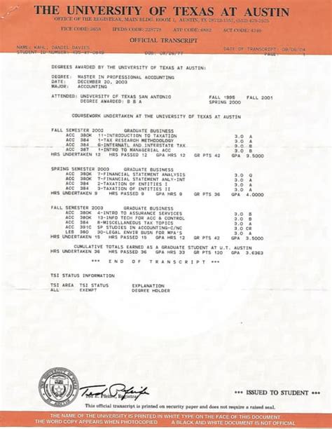 Ut Austin Unofficial Transcript